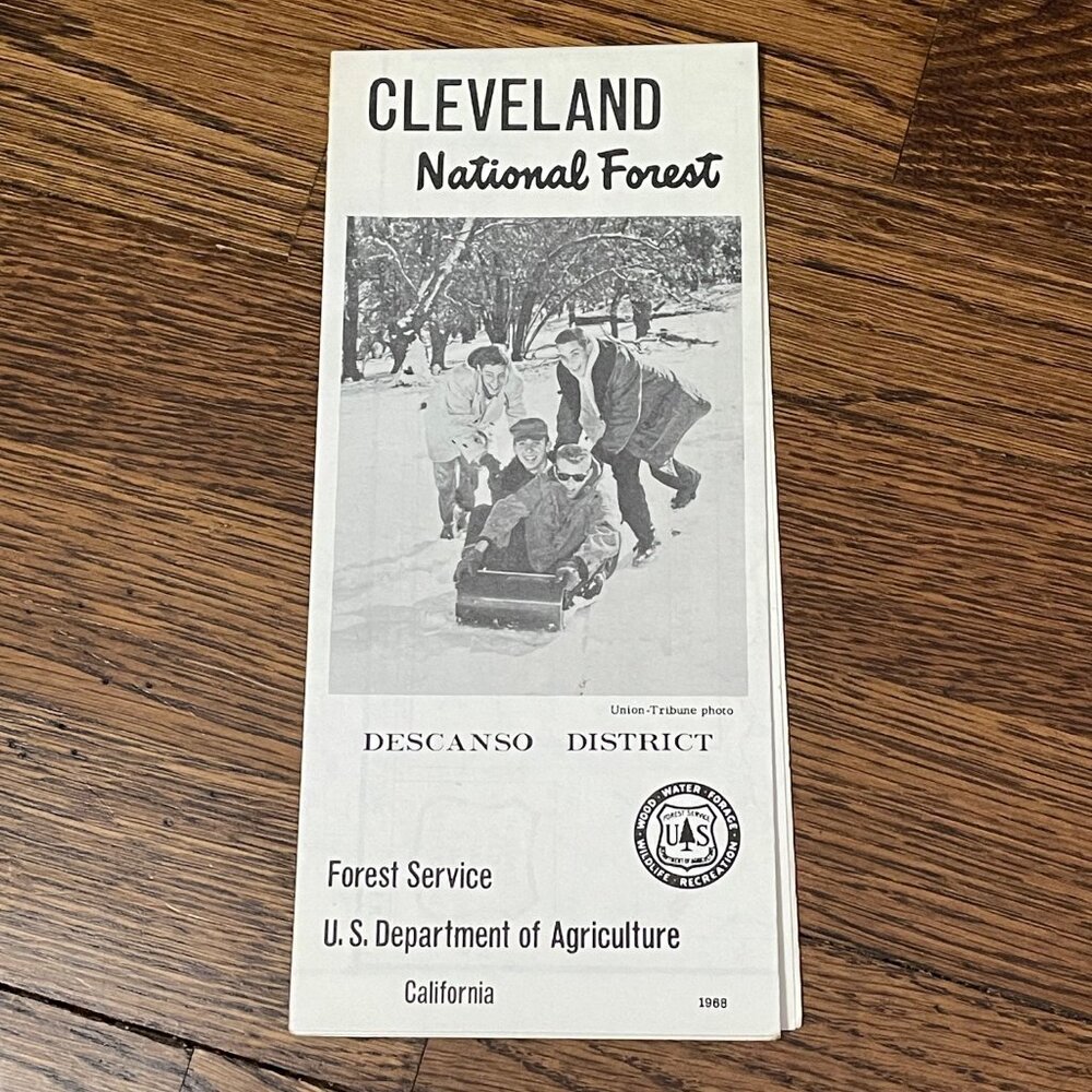 Vintage 1968 Cleveland National Forest Map Descanso District CA US Forest